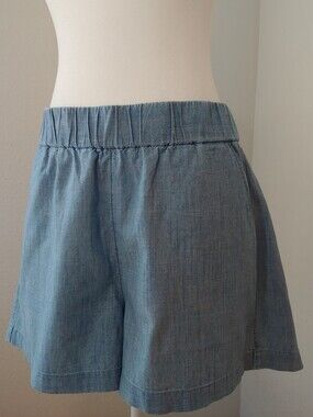 J. Crew Chambray-Light Blue Elastic Waist Shorts Women's Medium